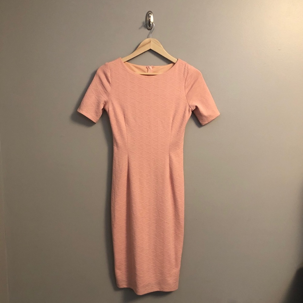 Textured Light Pink Pencil Dress